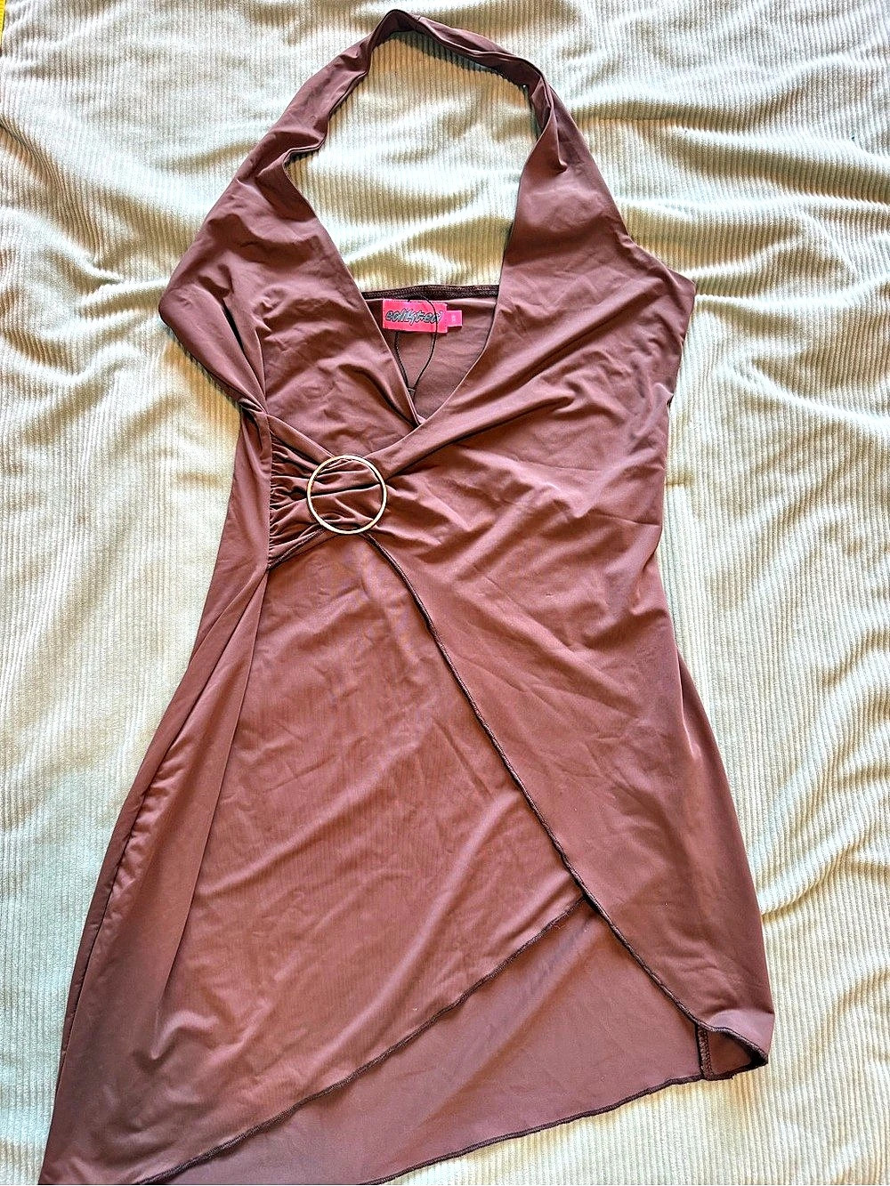 Edikted Brown Wrap Mini Dress Like New